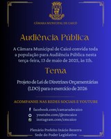Audiência Pública na Câmara de Caicó discutirá LDO para 2026