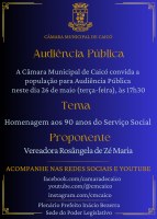 Câmara Municipal de Caicó homenageará 90 anos do Serviço Social