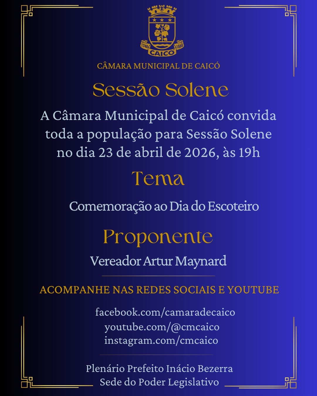 Câmara promoverá solenidade em homenagem ao Dia do Escoteiro nesta quinta-feira (23)