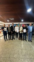 Diogo Silva e Dedé Boneleiro entregam ofício solicitando agilidade na reforma do Estádio Marizão ao Subsecretário de Esporte do RN