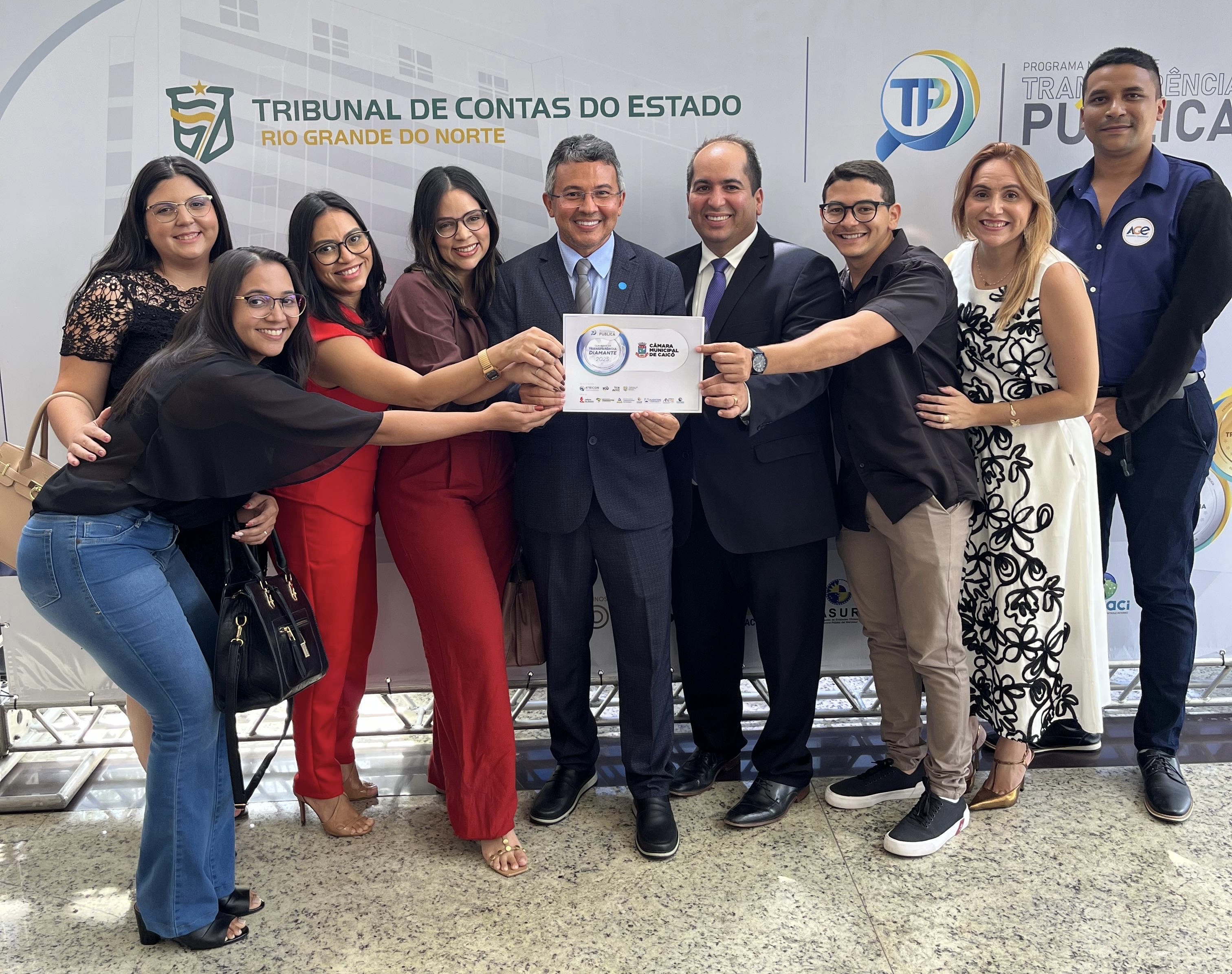 Selo Diamante: Câmara de Caicó recebe prêmio máximo em evento estadual de transparência pública