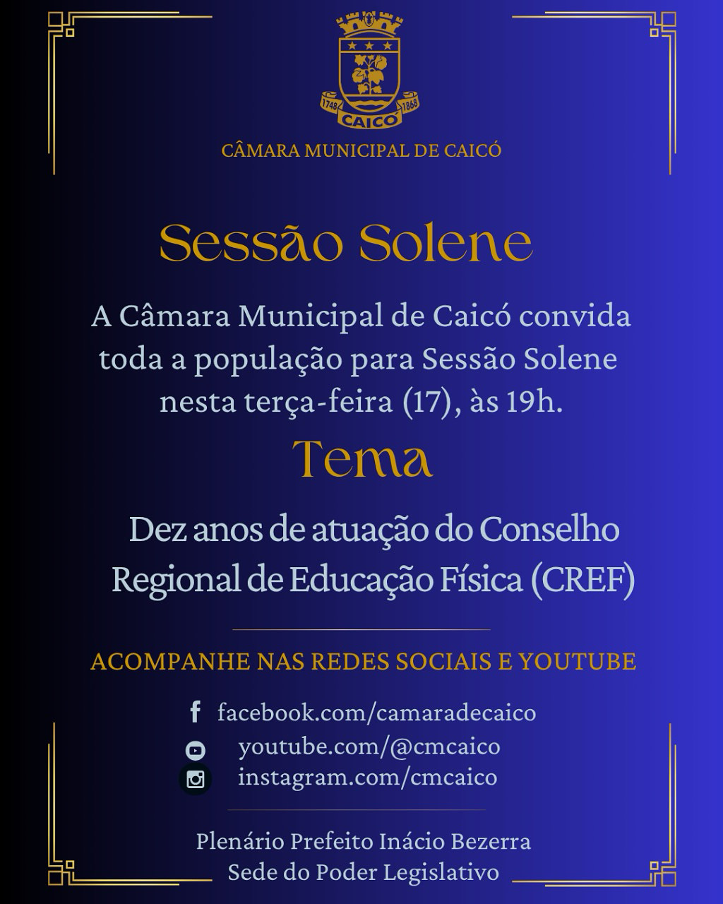 Sessão Solene homenageará 10 anos do Conselho Regional de Educação Física