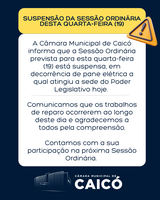 Suspensão da Sessão Ordinária desta quarta-feira (19)